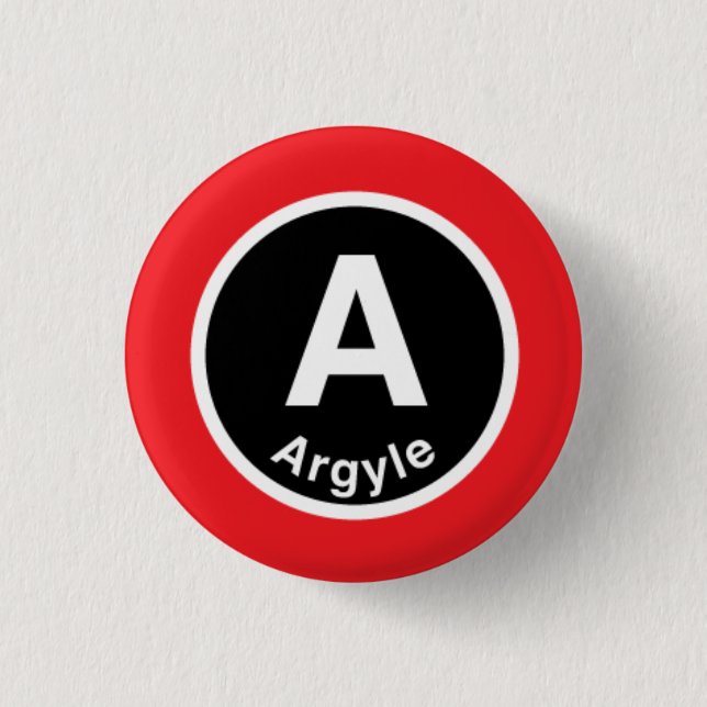 Chicago L Argyle Red Line Button (Front)