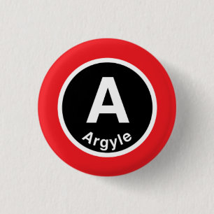 Chicago L Argyle Red Line Button