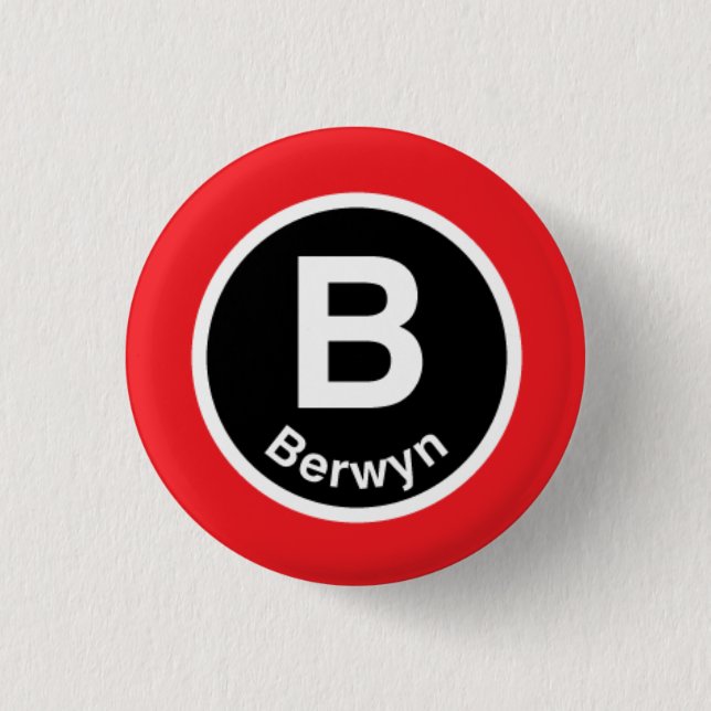 Chicago L Berwyn Red Line Button (Front)