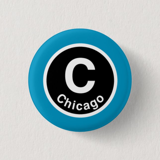 Chicago L Chicago Blue Line Pinback Button (Front)