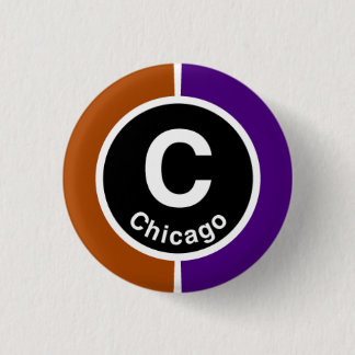 Chicago L Chicago Brown/Purple Line Pinback Button