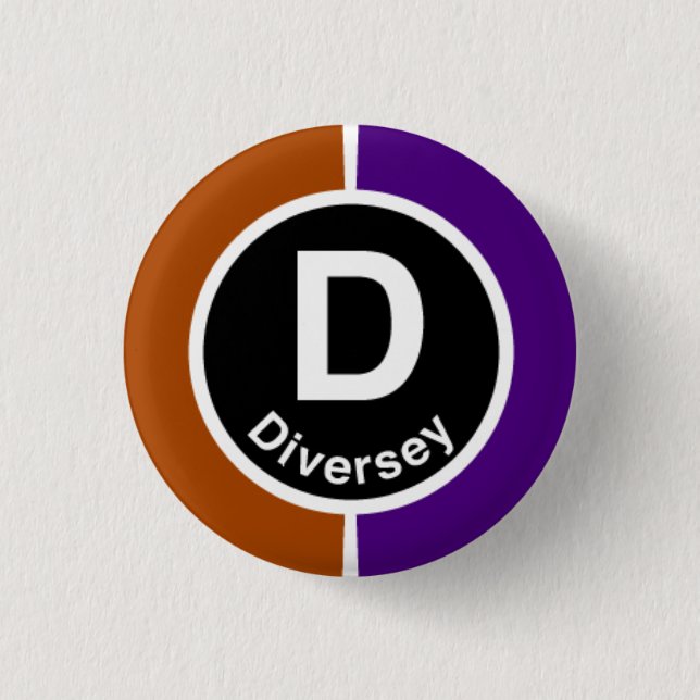 Chicago L Diversey Brown/Purple Line Button (Front)
