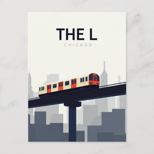 Chicago 'L' Elevated Train Postcard (Front)
