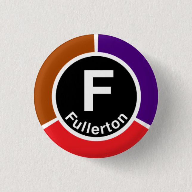 Chicago L Fullerton Brown/Red/Purple Line Button (Front)