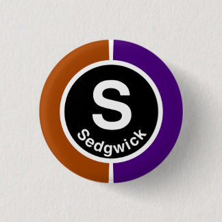 Chicago L Sedgwick Brown/Purple Line Pinback Button