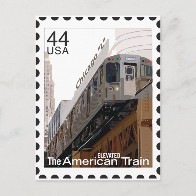 Chicago L Stamp Postcard (Front)