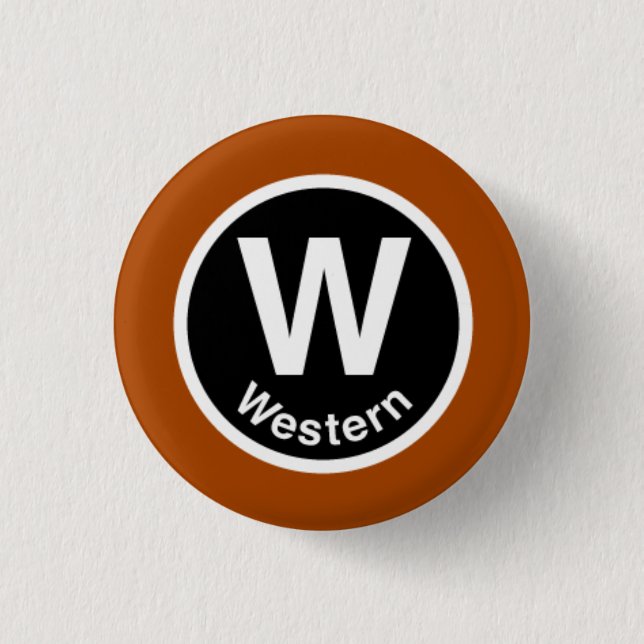 Chicago L Western Brown Line Button (Front)