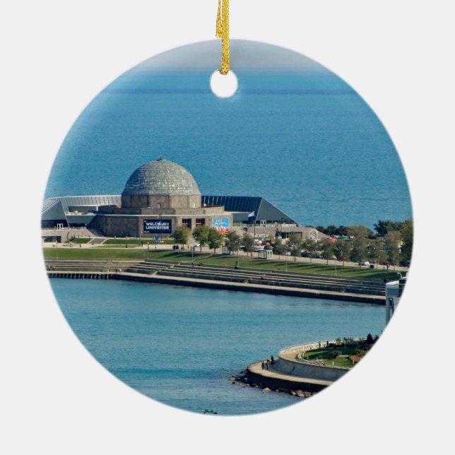 Chicago Lakefront Planetarium Photo Ceramic Ornament (Back)