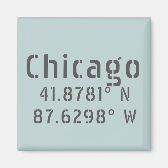 Chicago Latitude and Longitude Magnet (Front)