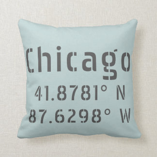 Chicago Latitude and Longitude Throw Pillow