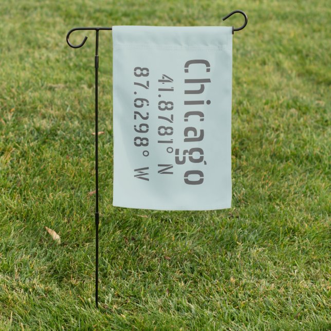 Chicago Latitude Longitude  Garden Flag (In SItu)