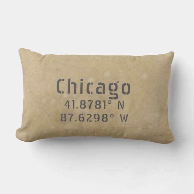 Chicago Latitude Longitude II Lumbar Pillow (Front)