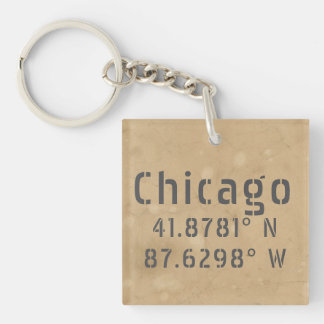 Chicago Latitude Longitude Keychain