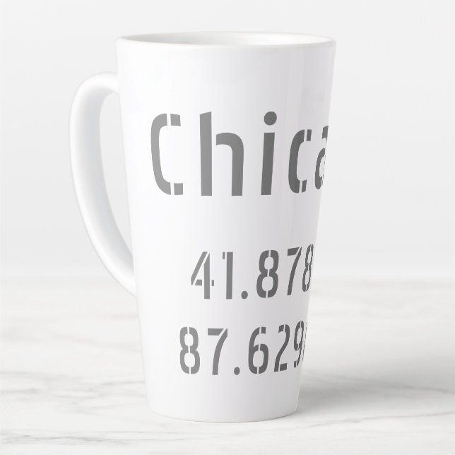 Chicago Latitude Longitude   Latte Mug (Left Angle)