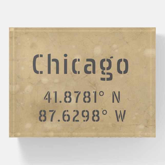 Chicago Latitude Longitude    Paperweight (Front)