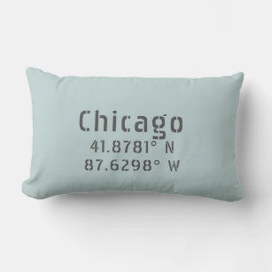 Chicago Latitude Longitude Throw Pillow