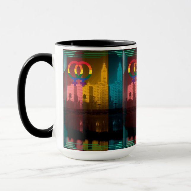 Chicago Lesbian Interest Colorful Pride Gay Mug (Left)