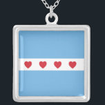 Chicago Love | Necklace<br><div class="desc">Show your love of Chicago with this Chicago flag inspired design. Makes a great gift for newcomers or those who have wandered. Cubs. Bears. Blackhawks. Bears. The Magnificent Mile. Italian Beef. The Willis Tower. The Bean. Second City. Steppenwolf. Deep Dish Pizza. Malort. The list of things that make Chicago special...</div>