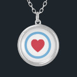 Chicago Love | Necklace | Circle Heart | White<br><div class="desc">Show your love of Chicago with this Chicago flag inspired design. For newcomers or those who have wandered. Cubs. Bears. Blackhawks. Bears. The Magnificent Mile. Italian Beef. The Willis Tower. The Bean. Second City. Steppenwolf. Deep Dish Pizza. Malort. The list of things that make Chicago special is long and rich!...</div>