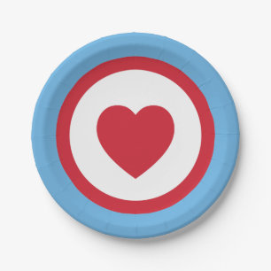 Chicago Love Paper Plates Heart Blue