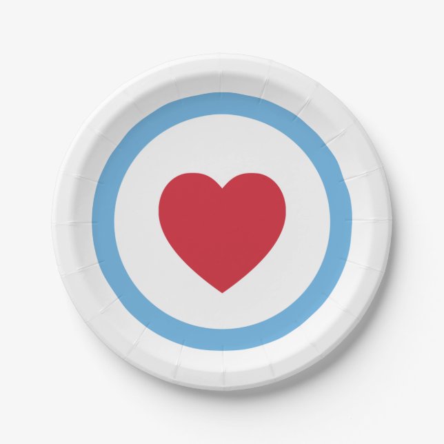 Chicago Love | Paper Plates | Heart | White (Front)