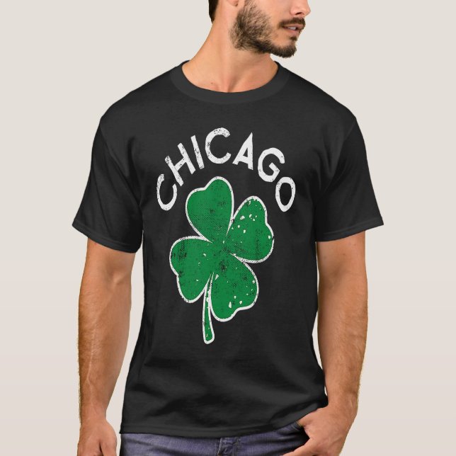 Chicago Lucky C St Patrick's Day Distress T-Shirt (Front)