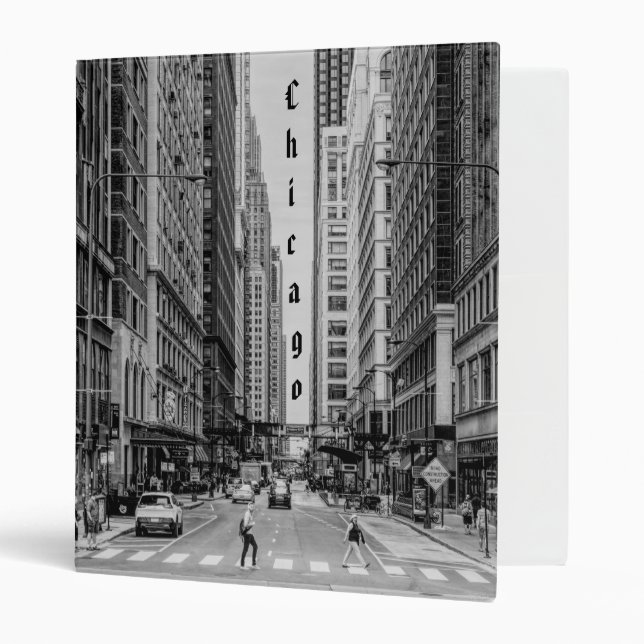Chicago Madison Street Grayscale 3 Ring Binder (Front/Inside)
