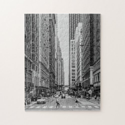 Chicago Madison Street Grayscale Jigsaw Puzzle