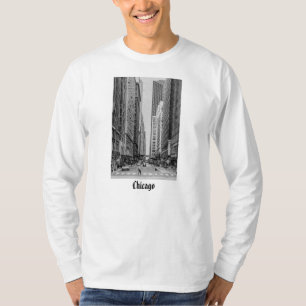Chicago Madison Street Grayscale Long Sleeve T-Shirt