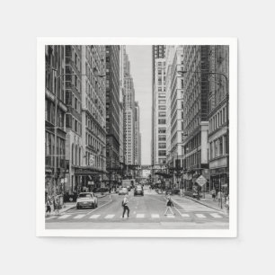 Chicago Madison Street Grayscale Paper Napkins