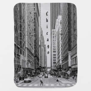 Chicago Madison Street Grayscale Receiving Blanket