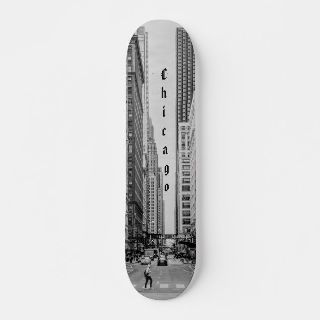 Chicago Madison Street Grayscale Skateboard (Front)