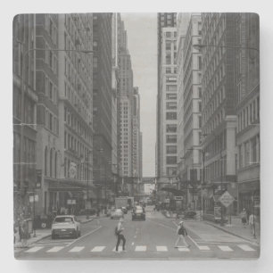 Chicago Madison Street Grayscale Stone Coaster