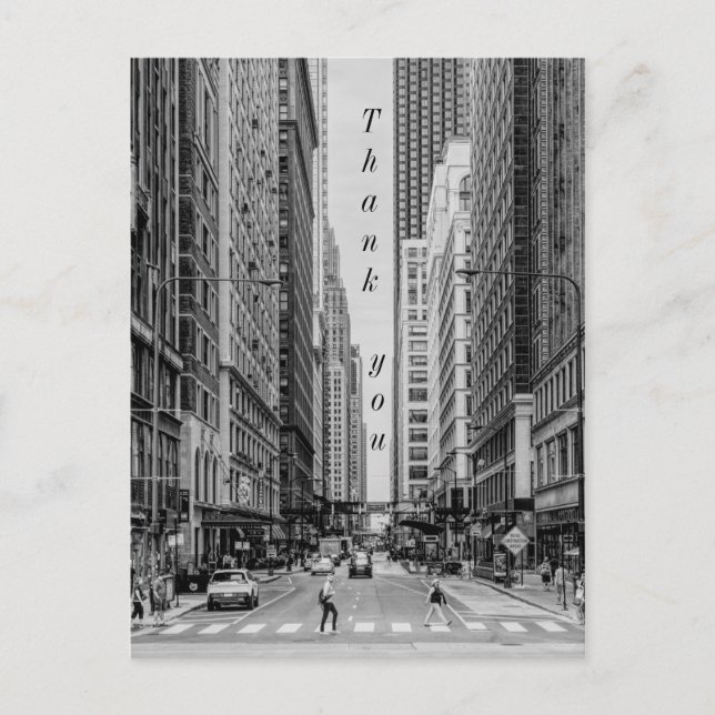 Chicago Madison Street Grayscale Thank You Postcard (Front)