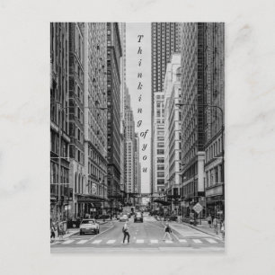 Chicago Madison Street Grayscale Thinking Of You Postcard