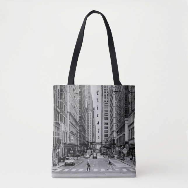 Chicago Madison Street Grayscale Tote Bag (Front)