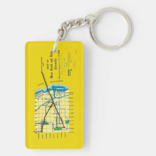 Chicago Map 1899 Water Tunnels Harrison Crib Keychain