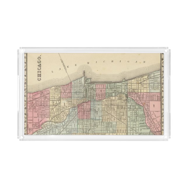 Chicago Map by Mitchell Acrylic Tray (Front)