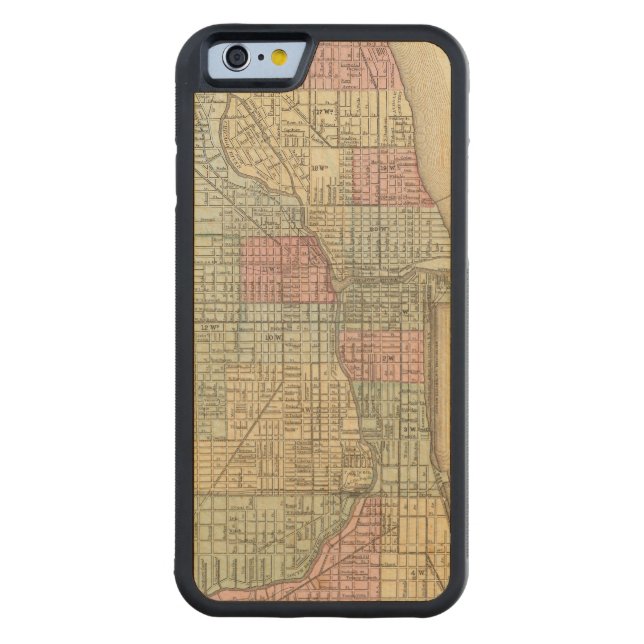 Chicago Map by Mitchell Carved Wood iPhone Case (Back)