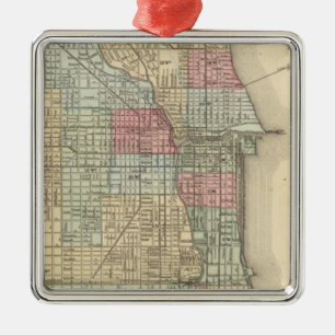 Chicago Map by Mitchell Metal Ornament