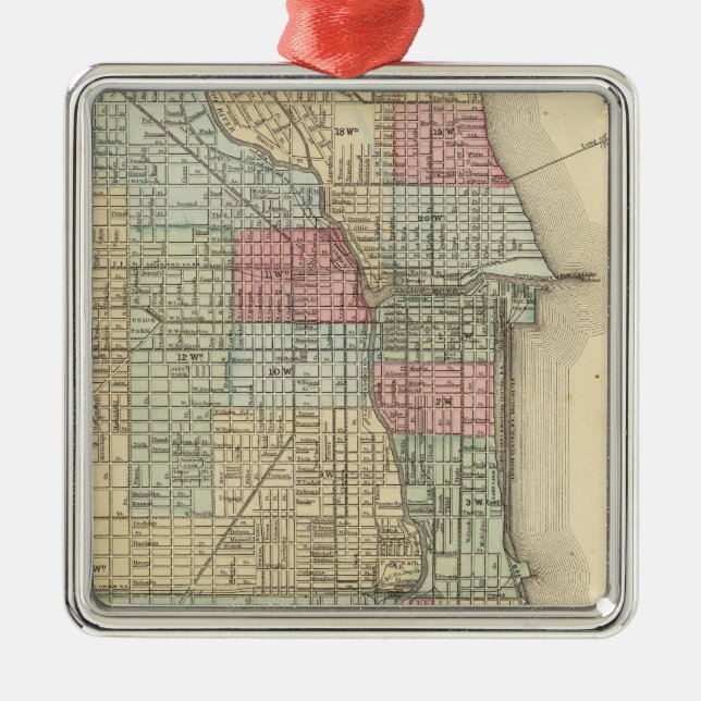 Chicago Map by Mitchell Metal Ornament (Front)