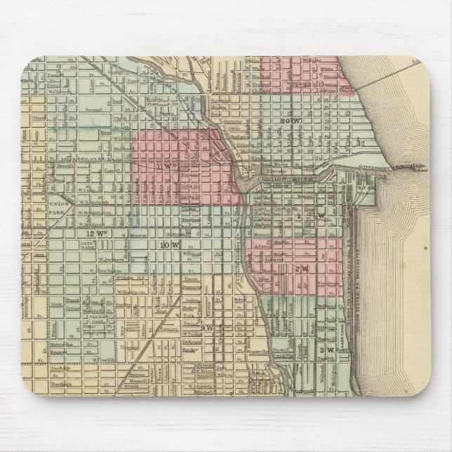 Chicago Map by Mitchell Mouse Pad (Front)