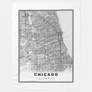 Chicago Map Fleece Blanket