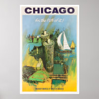 Chicago Map Travel Poster Illinois Art Print
