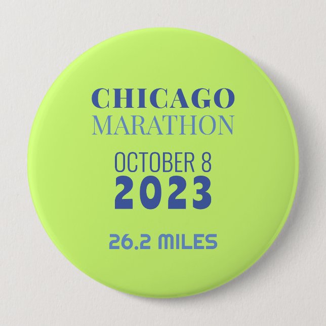 Chicago Marathon 2023 Green Custom Text Button (Front)