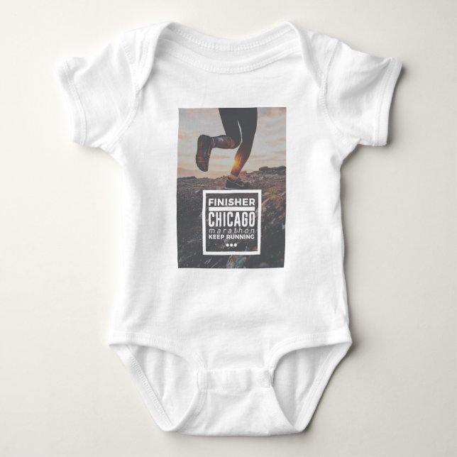 Chicago Marathon Finisher Run Running Race Baby Bodysuit (Front)
