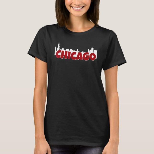 Chicago Maroon Red Over White City T-Shirt (Front)