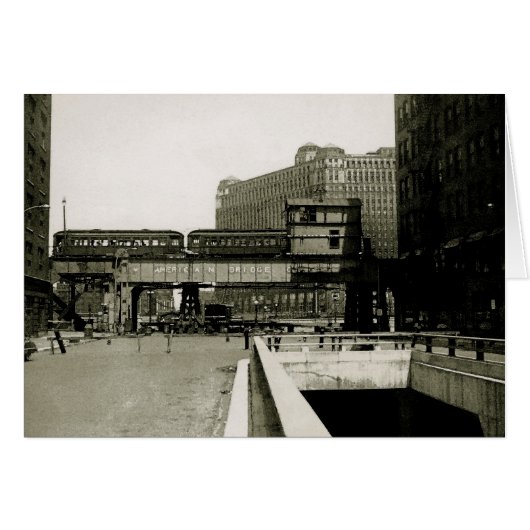 CHICAGO MERCHANDISE MART TROLLEY TRAIN WATERCOLOR (Front Horizontal)