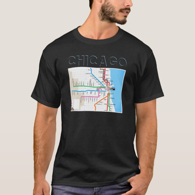 Chicago Metro Transit Map Chi Town Windy City Sout T-Shirt (Front)