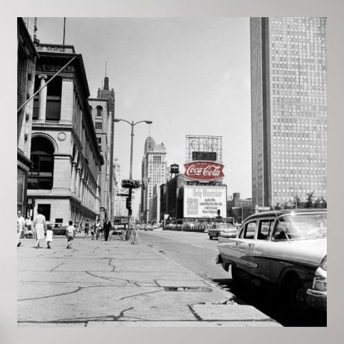 Chicago Michigan Avenue 1963 Colorsplash Vintage  Poster